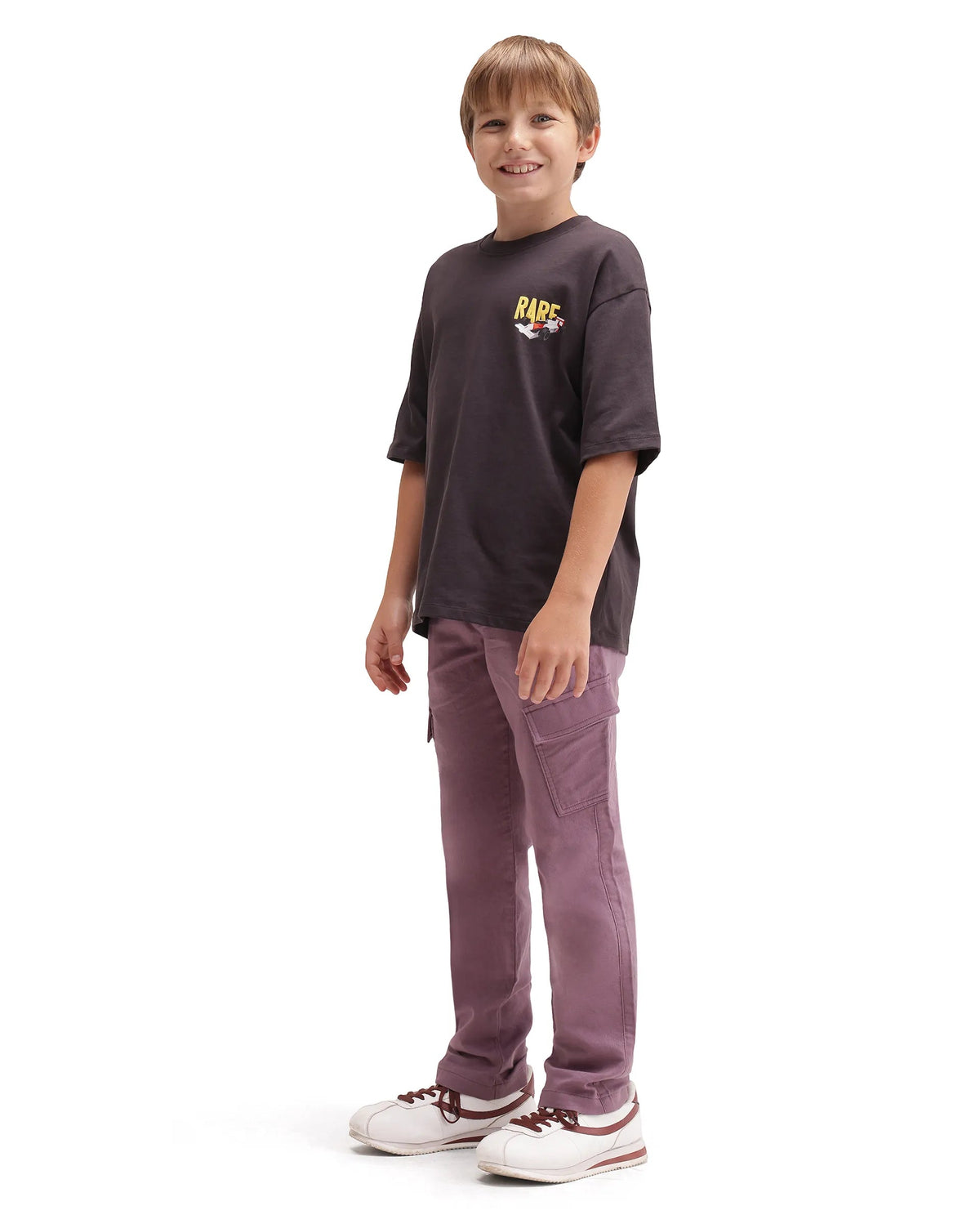 Rare Ones Boys Presso Cargo Fit Cotton Trouser - Dusky Pink