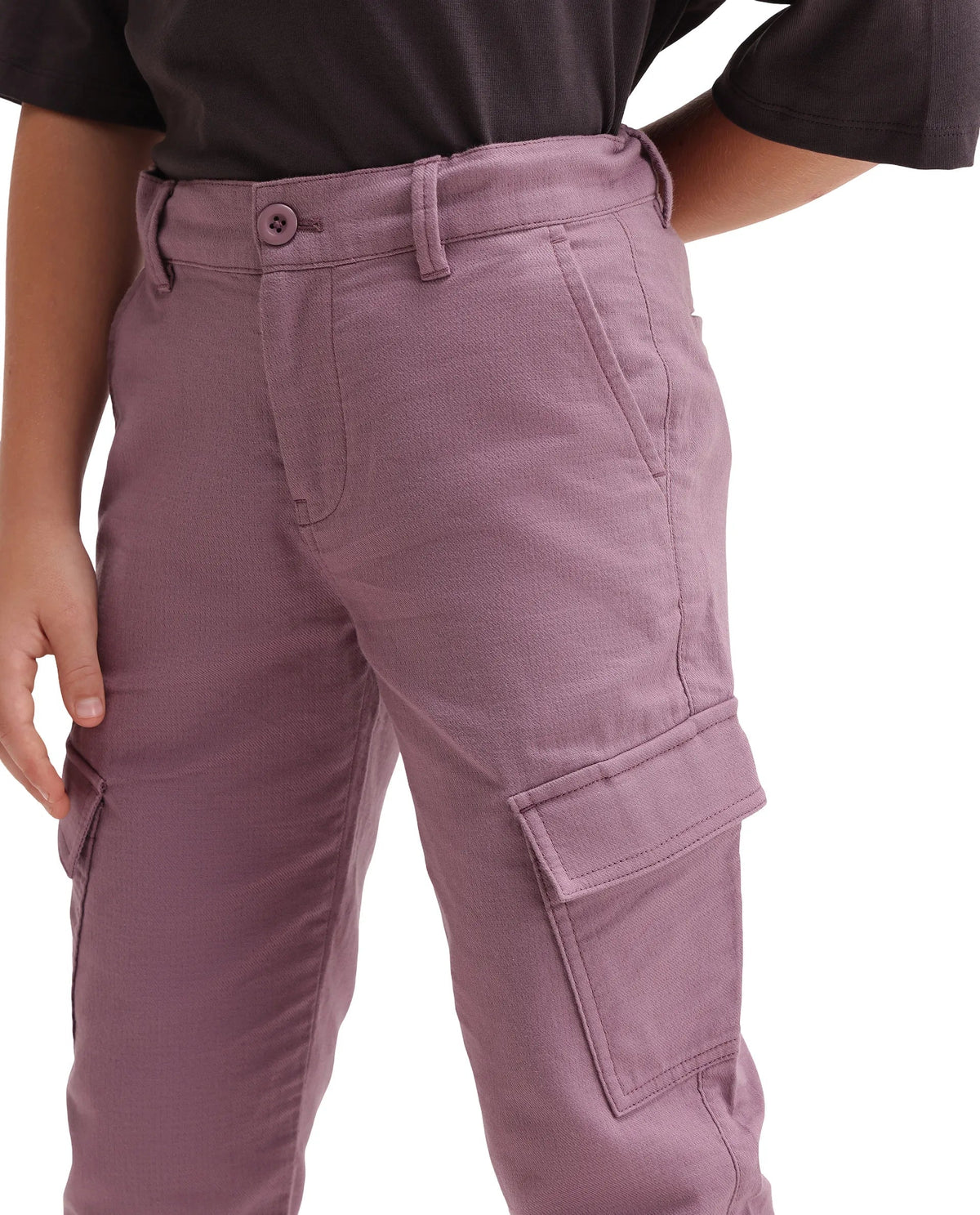 Rare Ones Boys Presso Cargo Fit Cotton Trouser - Dusky Pink