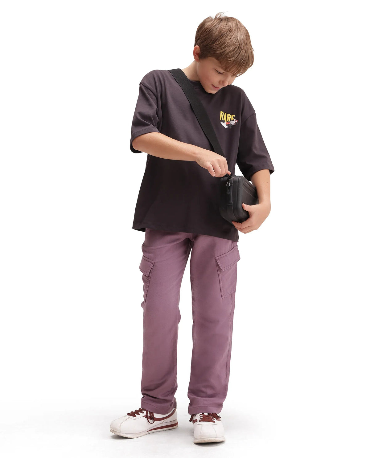Rare Ones Boys Presso Cargo Fit Cotton Trouser - Dusky Pink