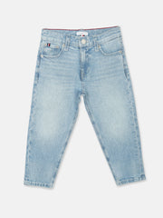 Light Wash Blue Cotton Blend Regular Fit Jeans for Boys
