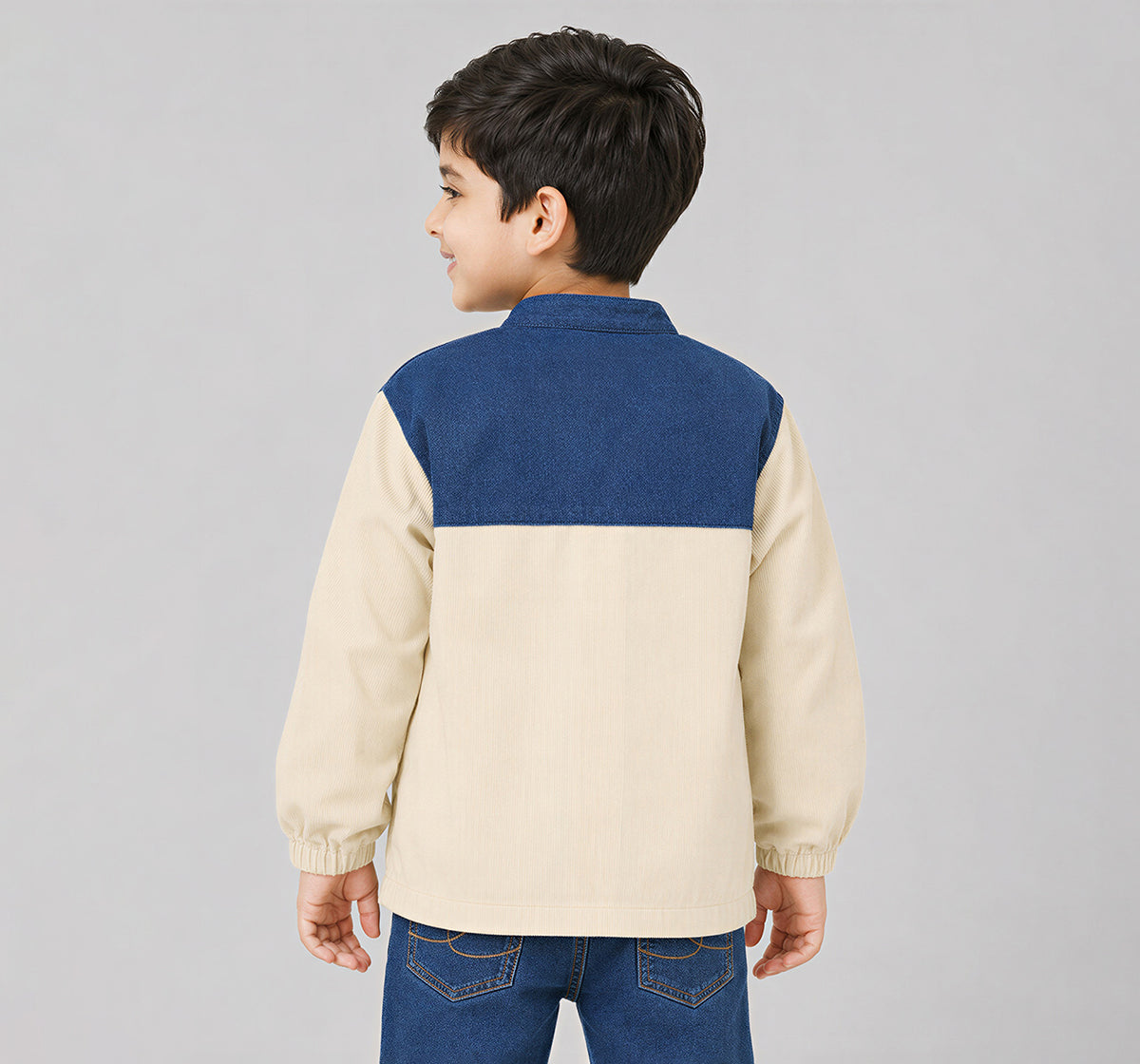 Denim + Corduroy Mix and Match Jacket Beige