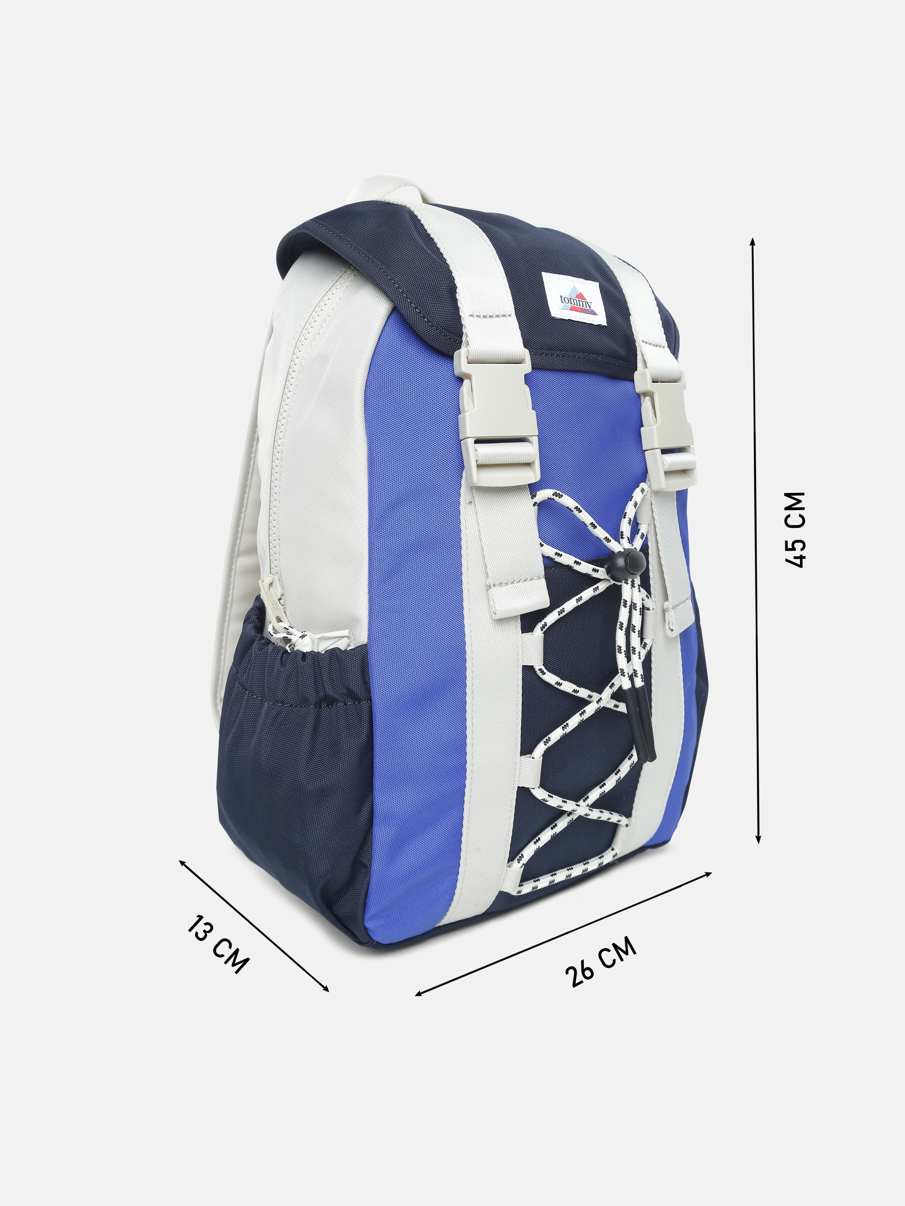 Kids Blue Striped Recycled Polyester Casual Zip Bag