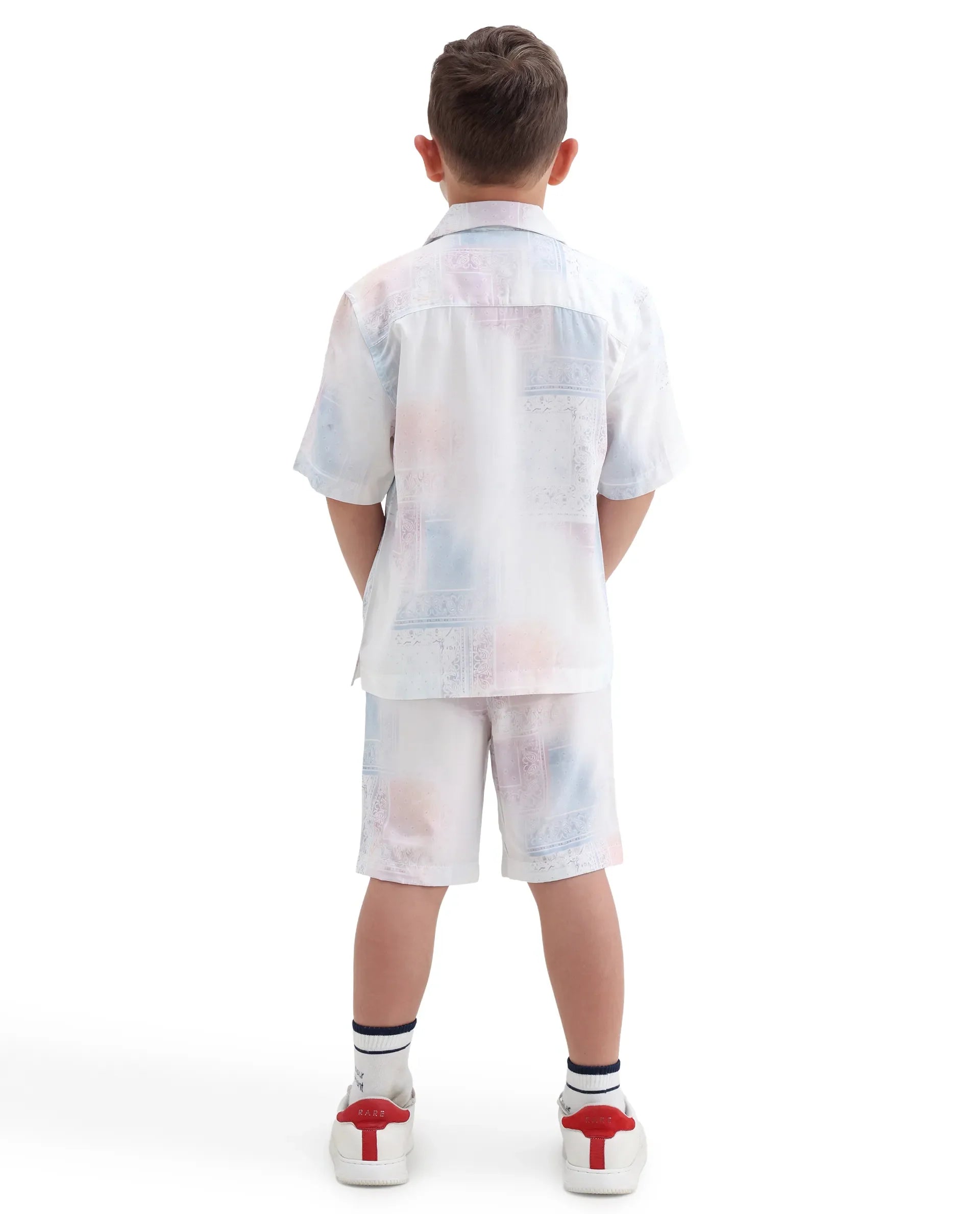 Boys Off White Regular Fit Viscose Shorts