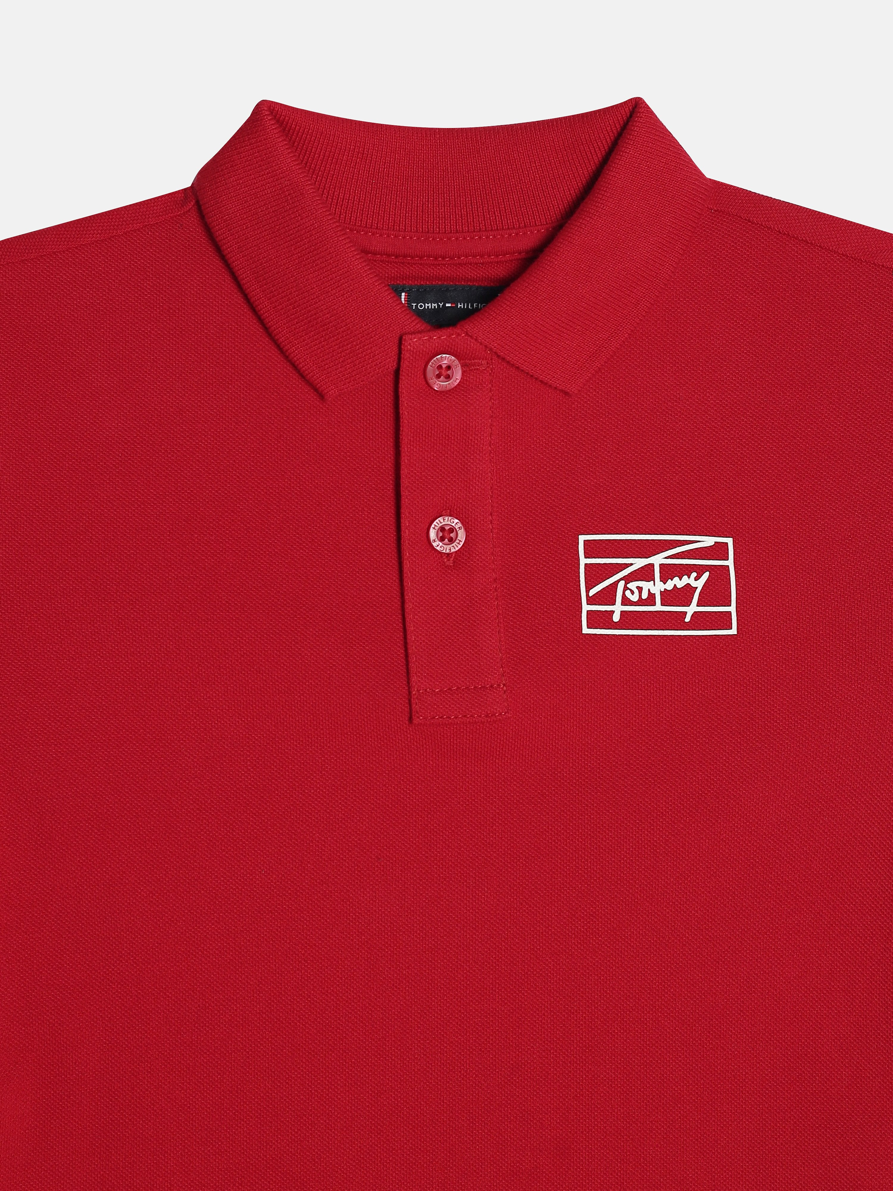 Girls Red Logo Regenerative Cotton Casual Polo Knit Top
