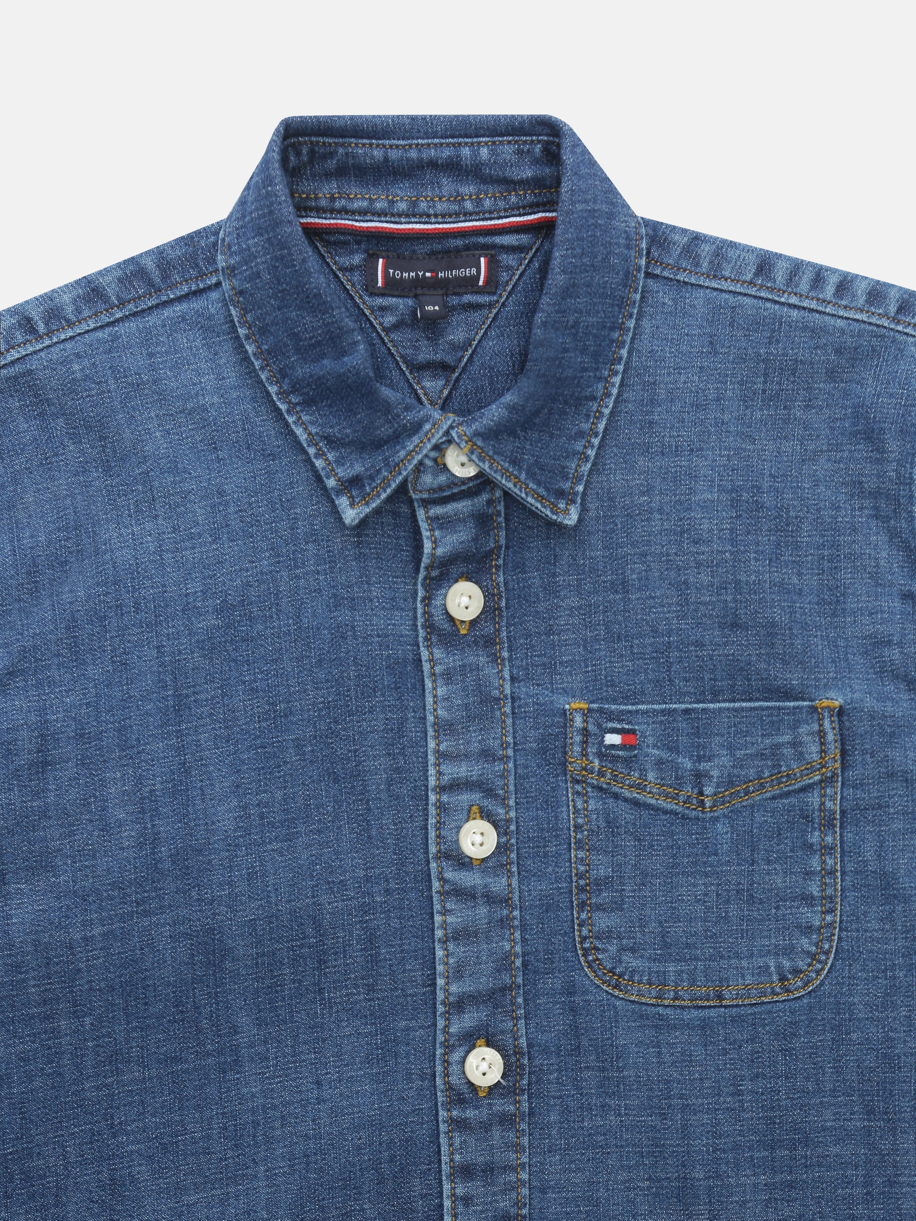 Boys Blue Solid Classic Fit Shirt Collar Woven Top
