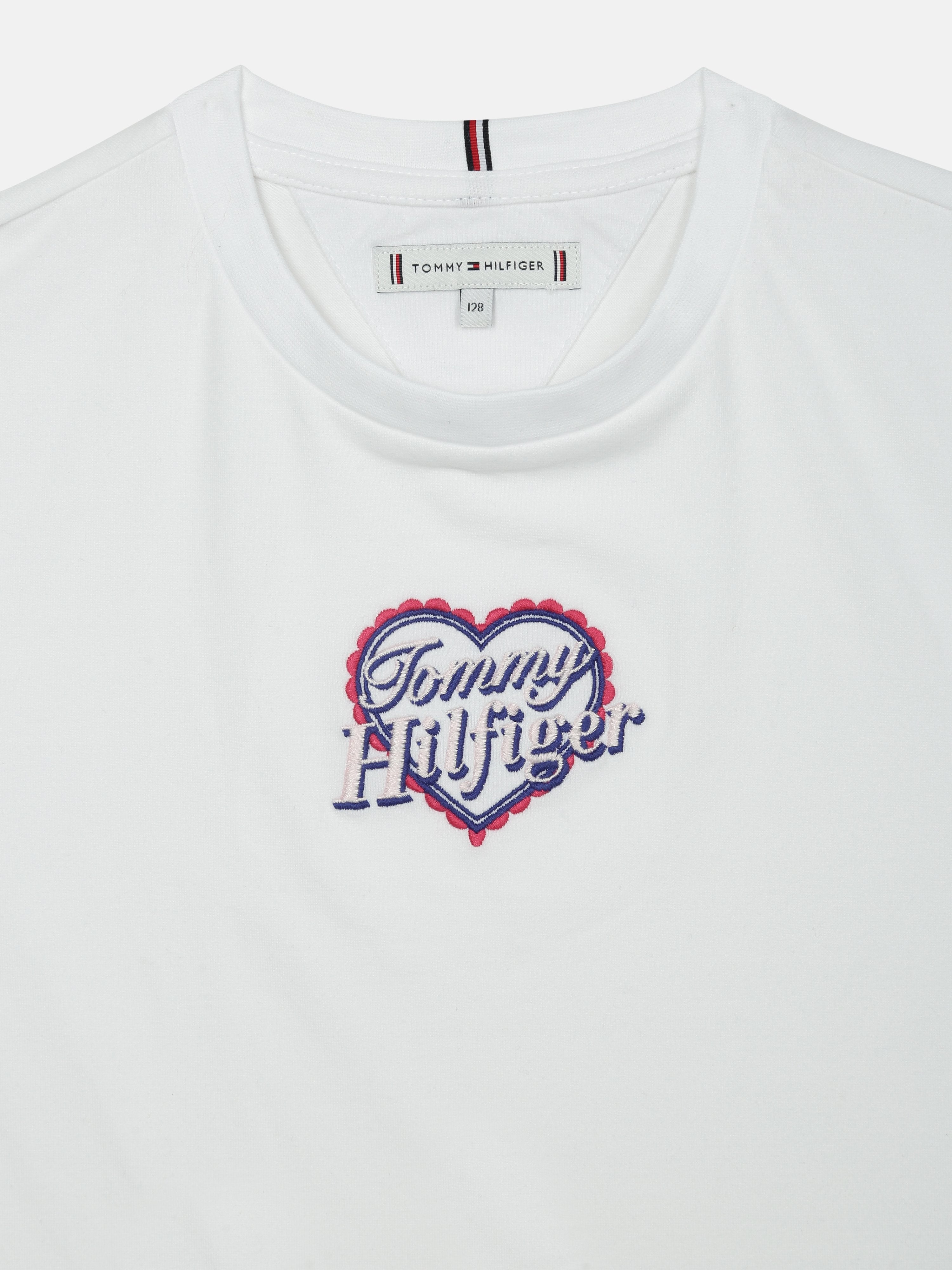 Girls White Logo Cotton Stretch Casual Knit Top