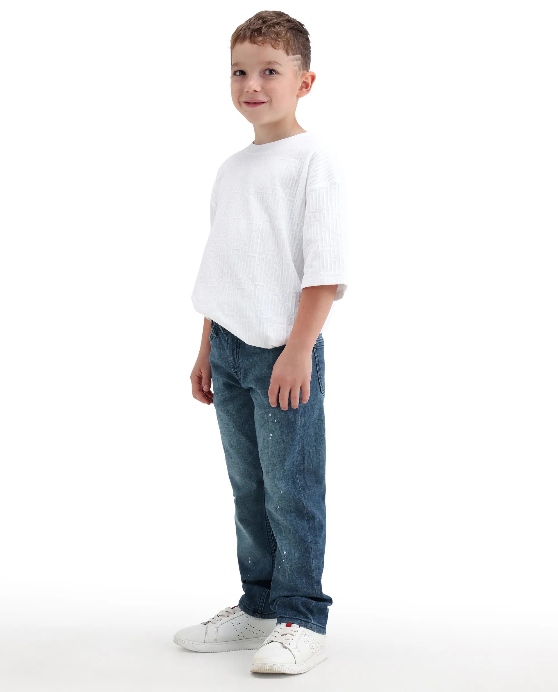 Rare Ones Boys Dark Blue Relaxed Fit Cotton Blend Jeans