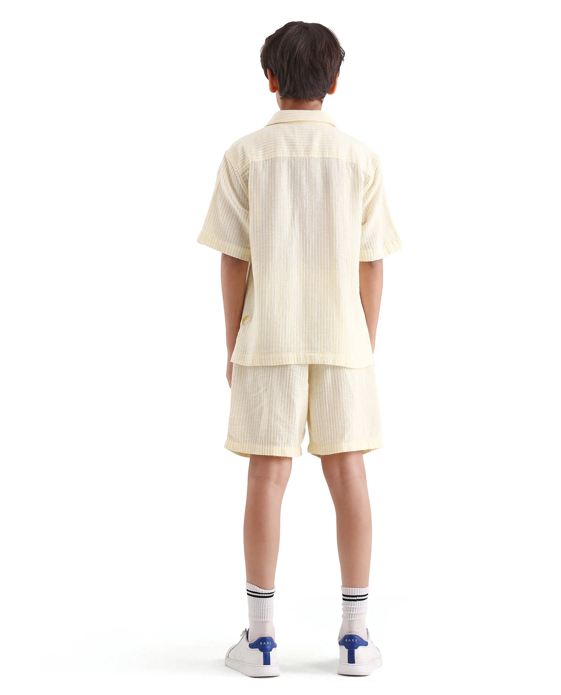 Boys Yellow Cotton Linen Regular Fit Shorts