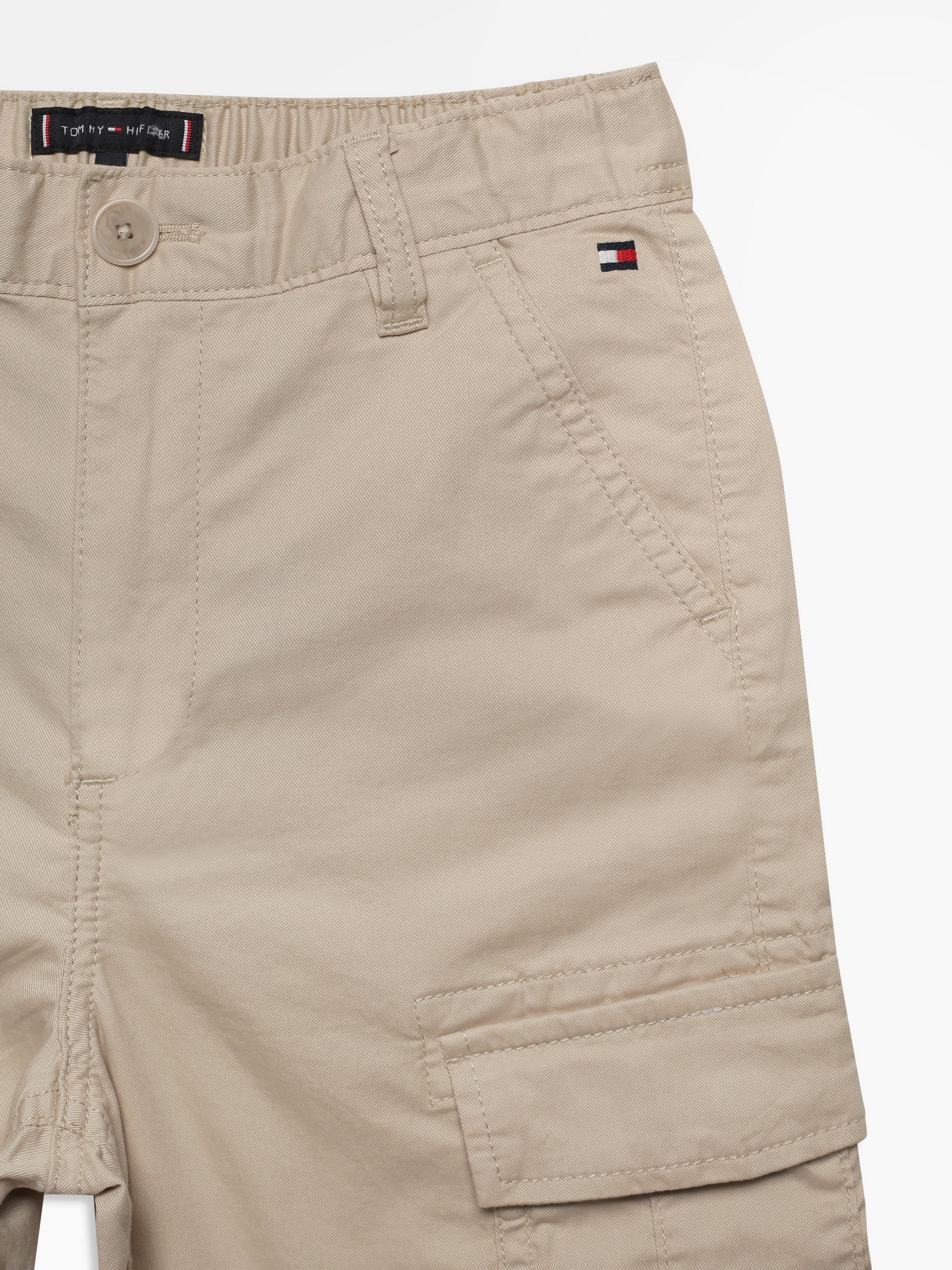 Boys Beige Relaxed Fit Mid Rise Shorts