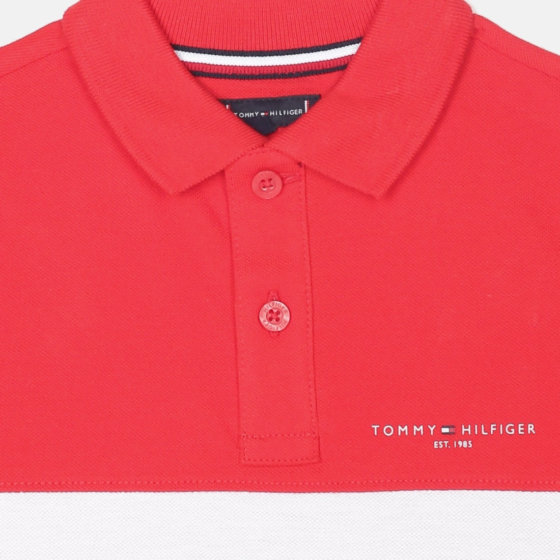 Boys Rapid Red Colorblock Cotton Polo T-Shirt