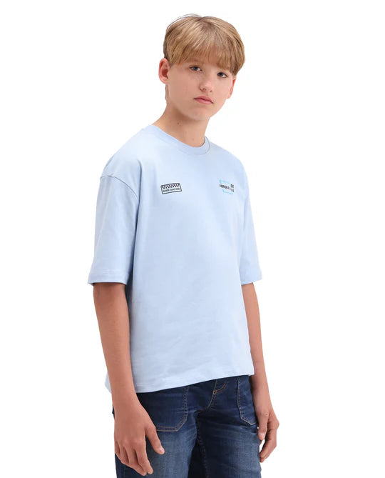 Rare Ones Boys Pastel Blue Puff Print Oversized T-Shirt