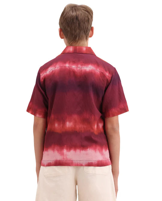 Rare Ones Boys Red Viscose Blend Boxy Fit Shirt