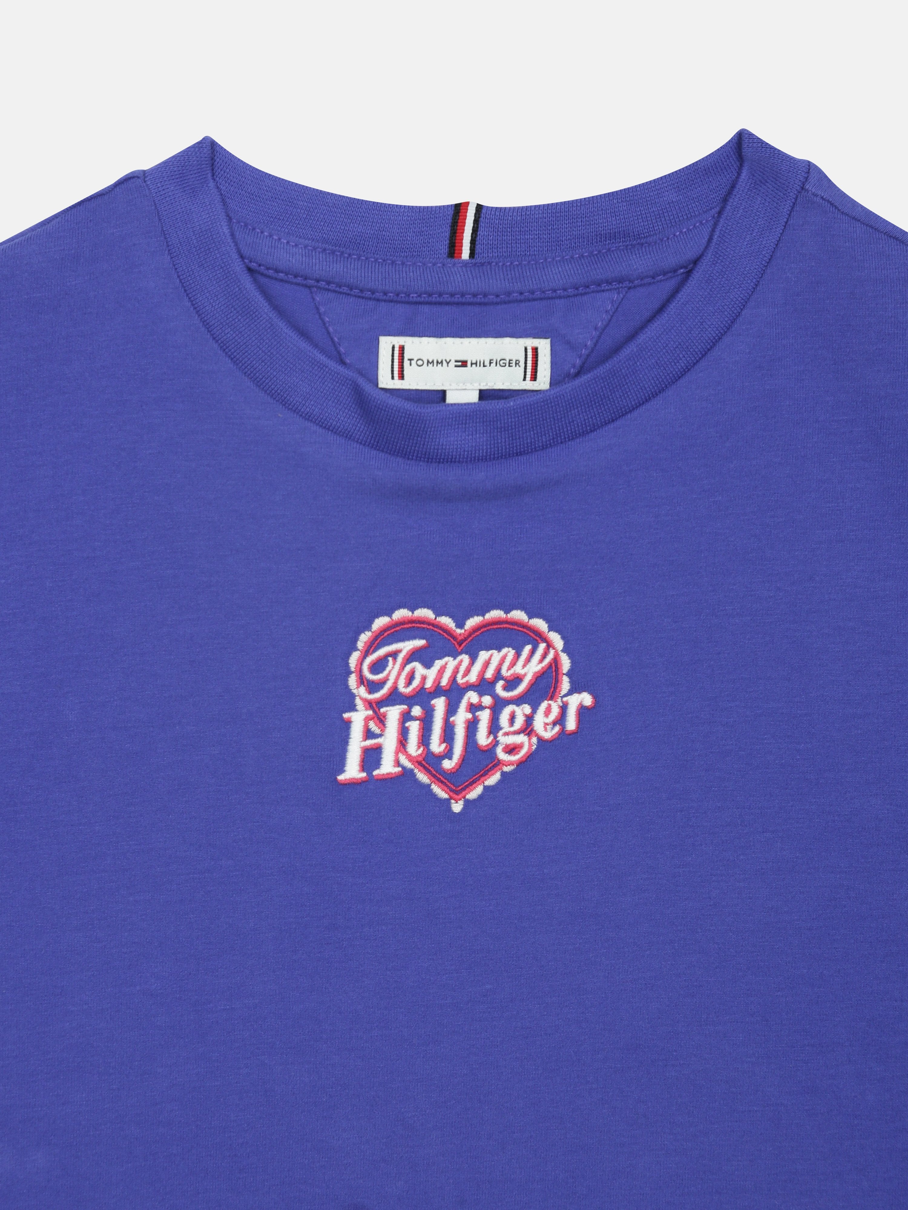 Girls Blue Logo Regular Fit Cotton T-Shirt
