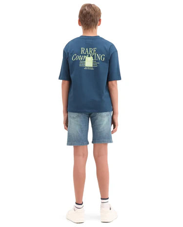Rare Ones Boys Light Blue Regular Fit Cotton Blend Shorts
