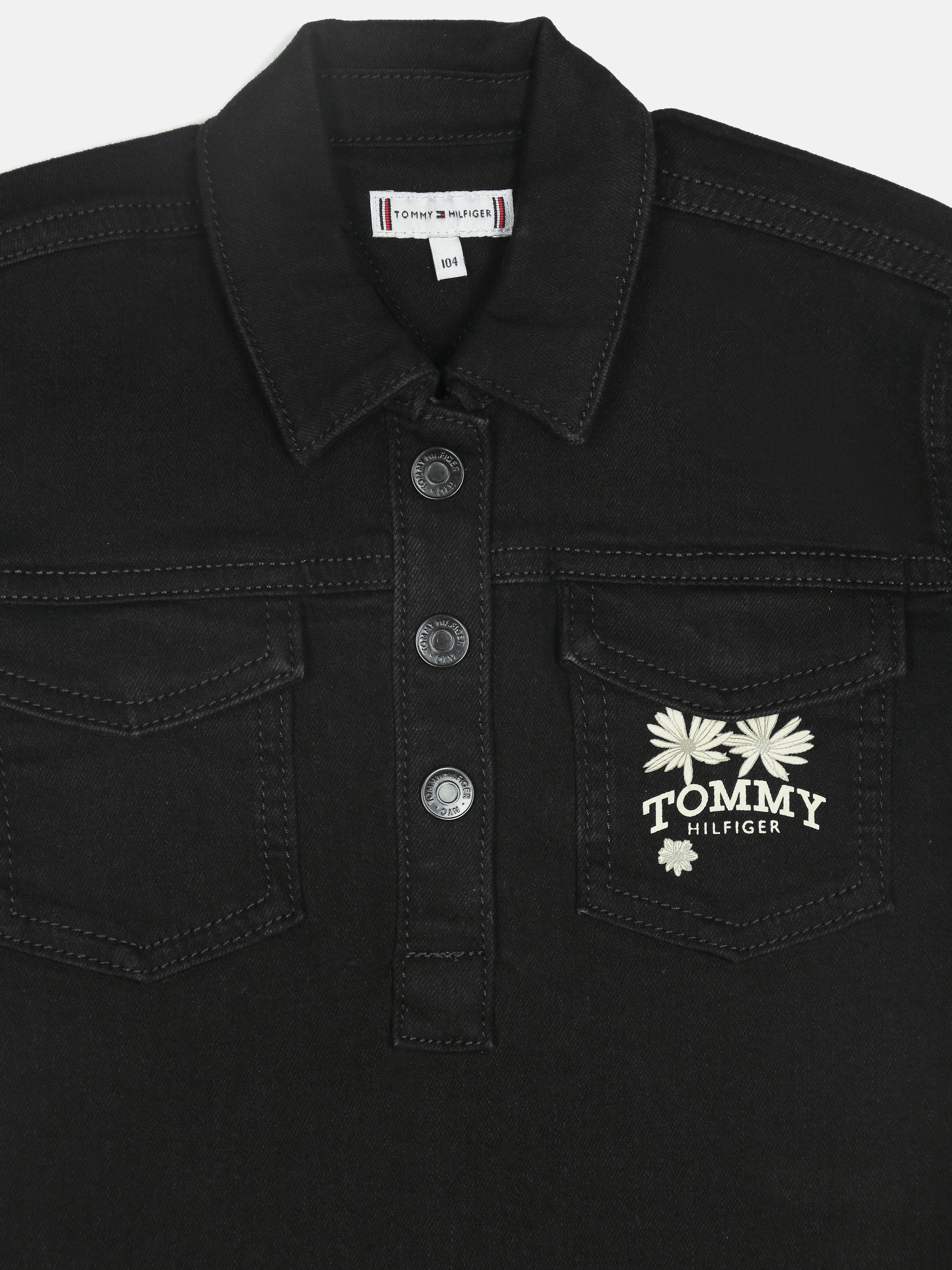 Girls Black Logo BCI Cotton Casual Shirt Dress