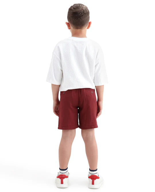 Rare Ones Boys Red Cotton Blend Regular Fit Shorts