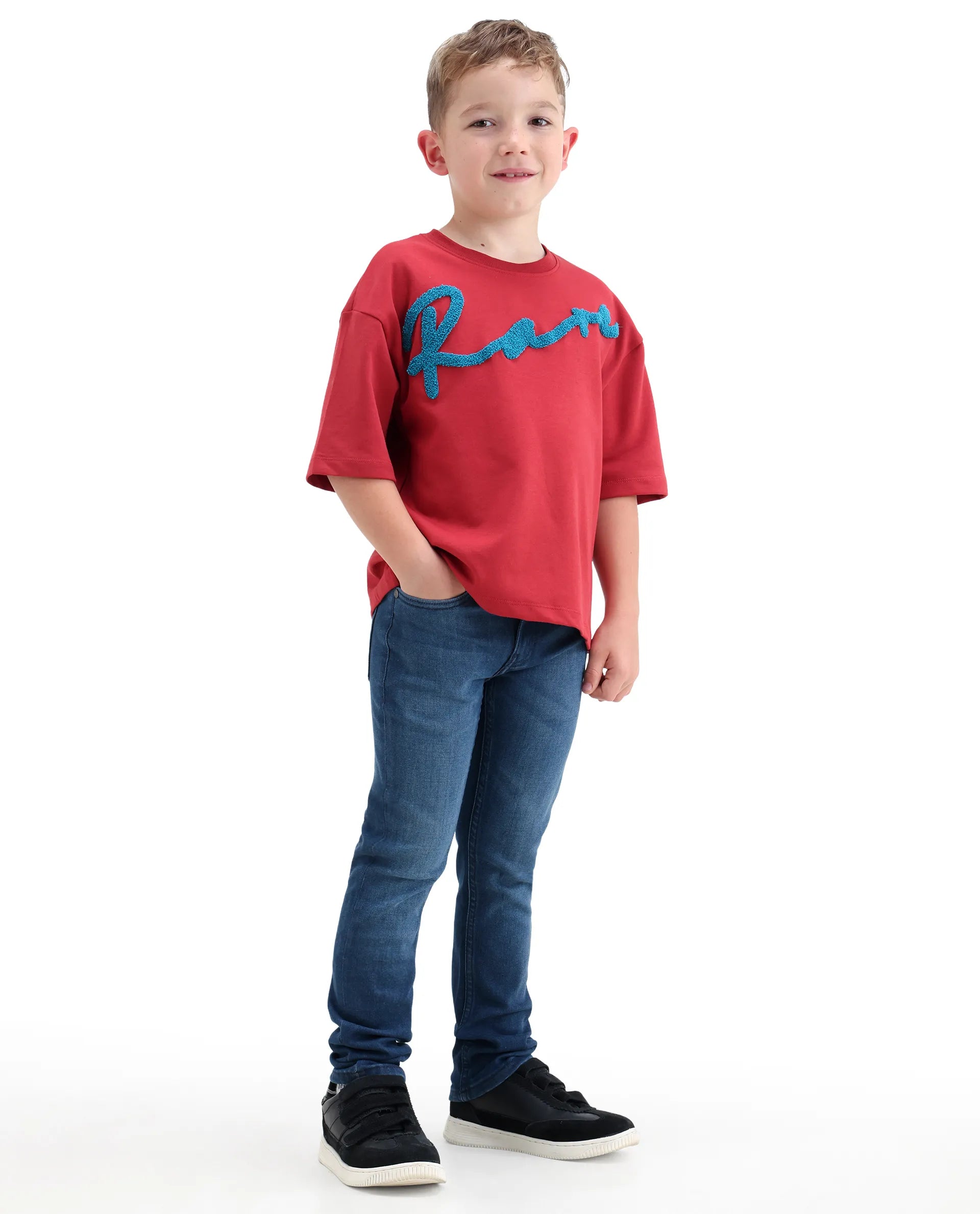 Rare Ones Boys Blue Slim Fit Cotton Blend Jeans