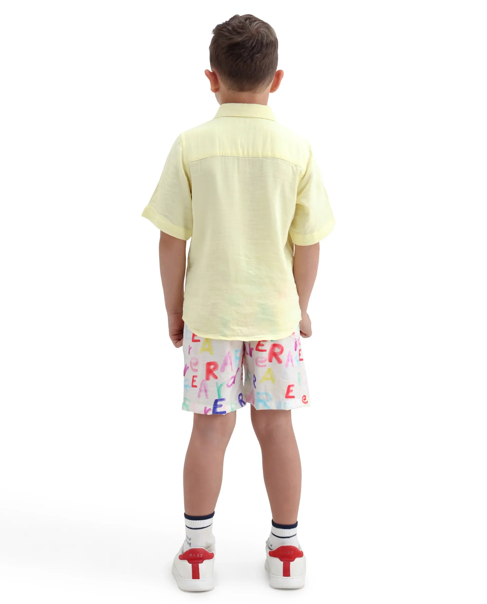 Boys Off White Viscose Blend Regular Fit Shorts