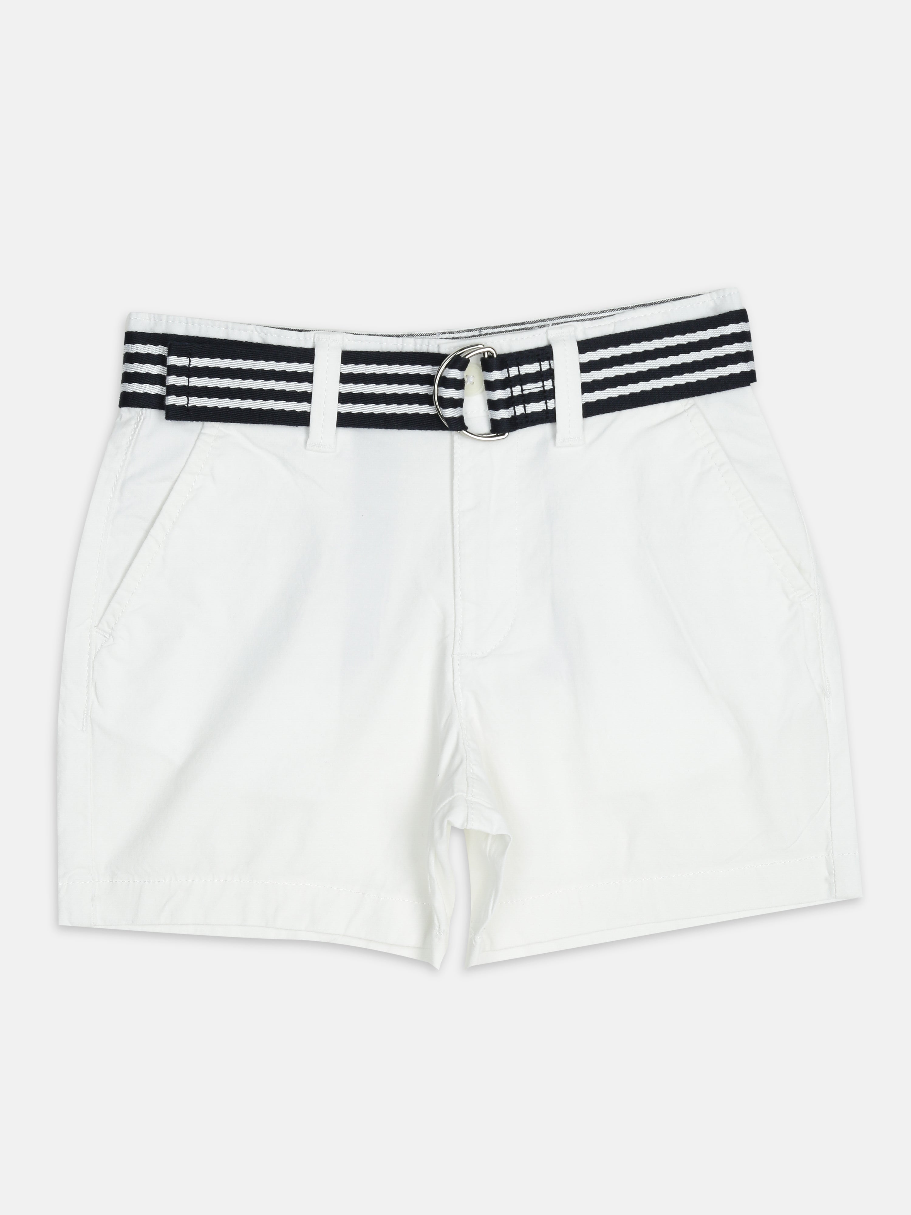 Boys White Baggy Fit Mid Rise Shorts