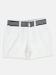 Boys White Loose Fit Mid Rise Shorts