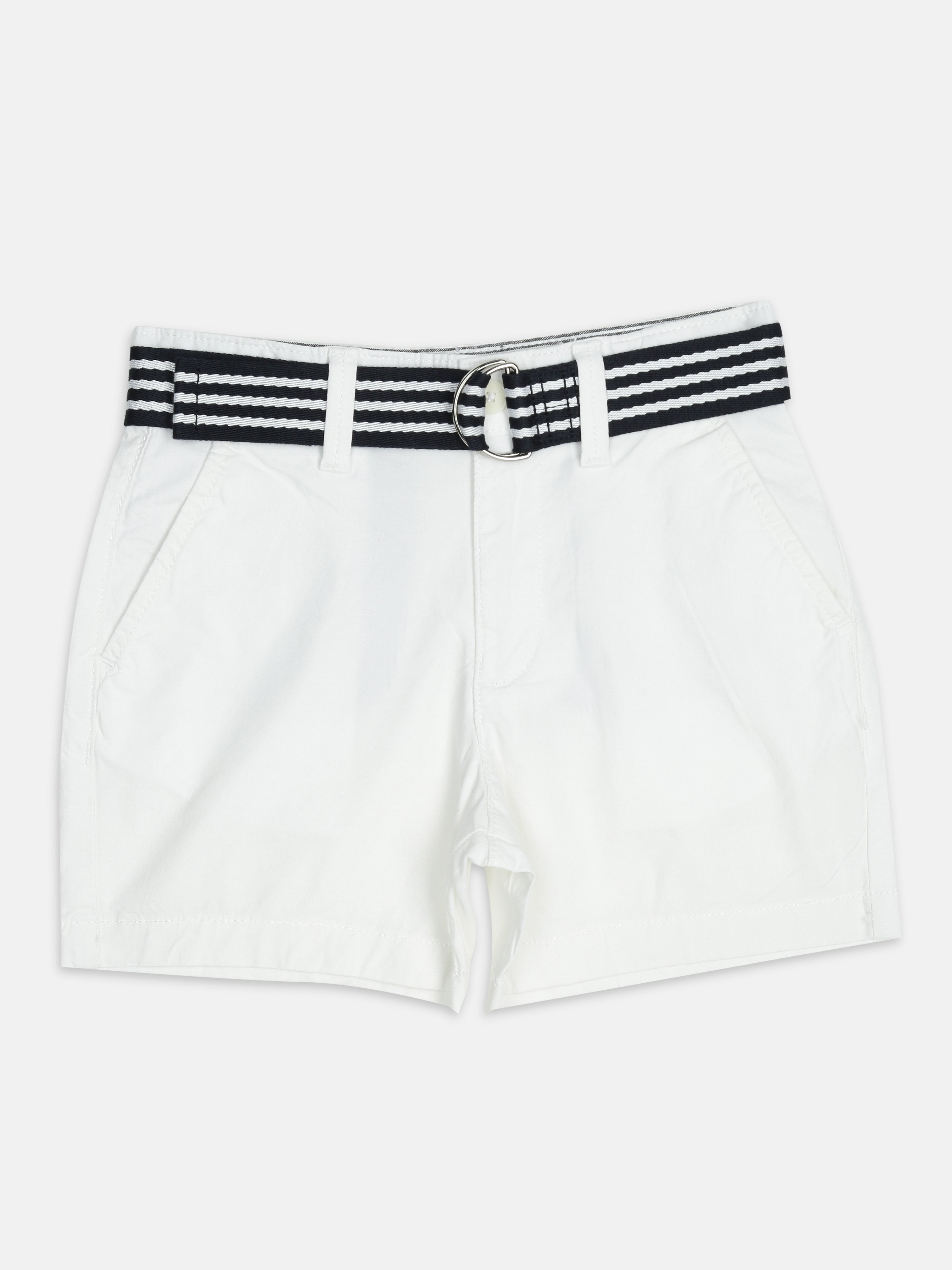 Boys White Loose Fit Mid Rise Shorts