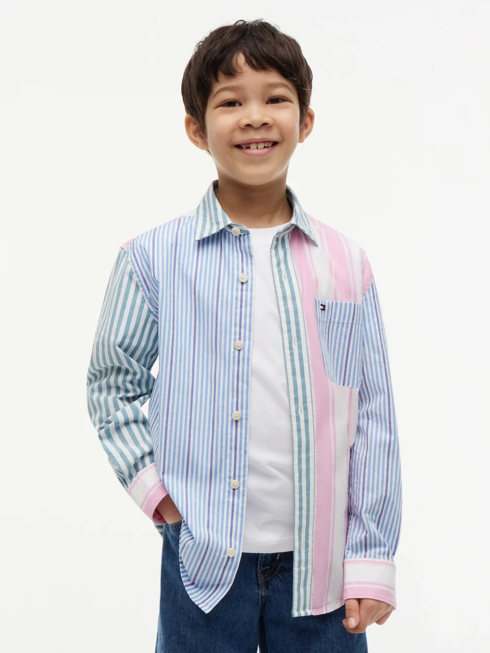 Boys Colorblock Shirt Copenhagen Blue Multi Stripe
