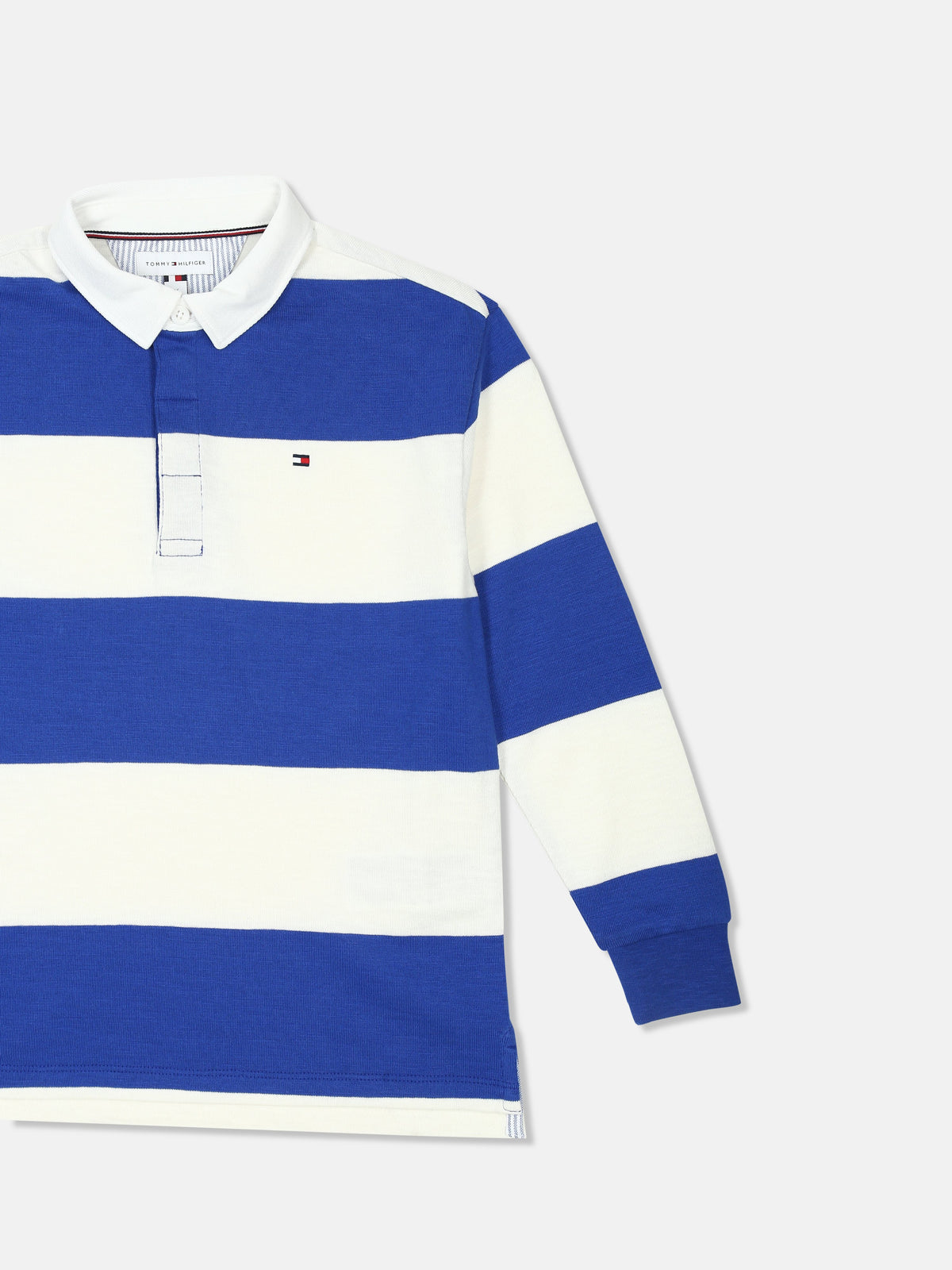 Striped Blue Regenerative Cotton Polo T-Shirt for Boys