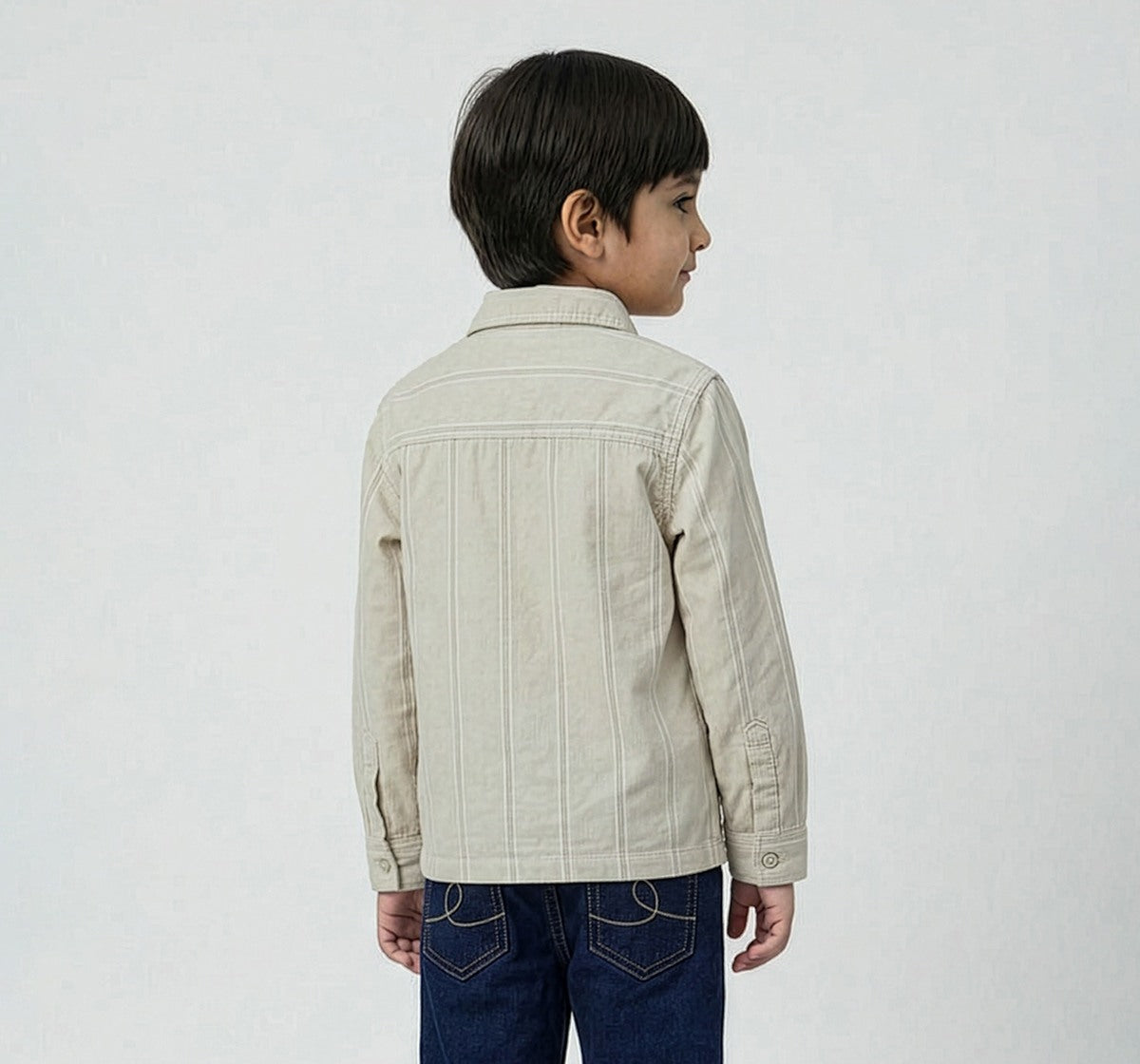 Full Sleeves Yarn Dyed Striper Shirt Beige