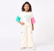 Colour Block Tee with Jogger Set Off White