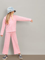 Holly Berry Striped V-Neck Shirt for Girls – Cuffed Sleeves