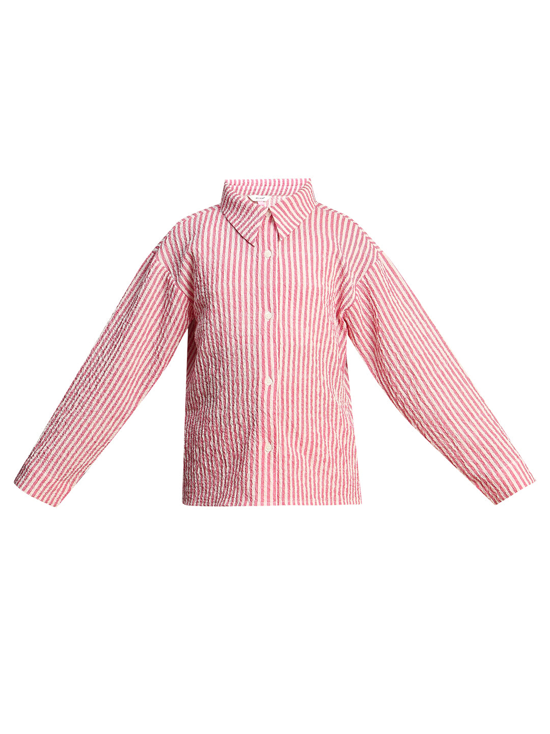 Holly Berry Striped V-Neck Shirt for Girls – Cuffed Sleeves