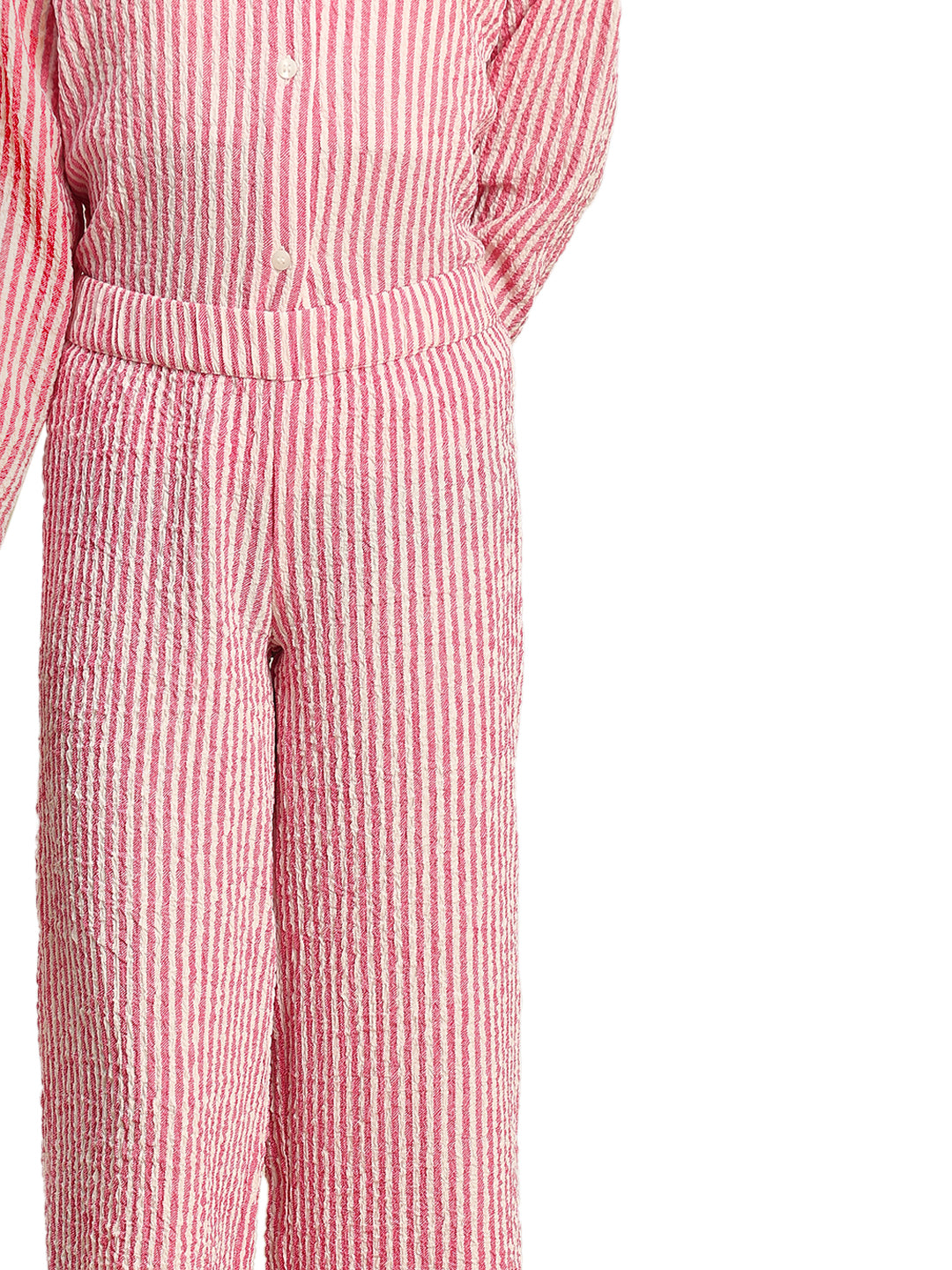 Girls Holly Berry Striped Straight Fit Textured Trousers with Stretch