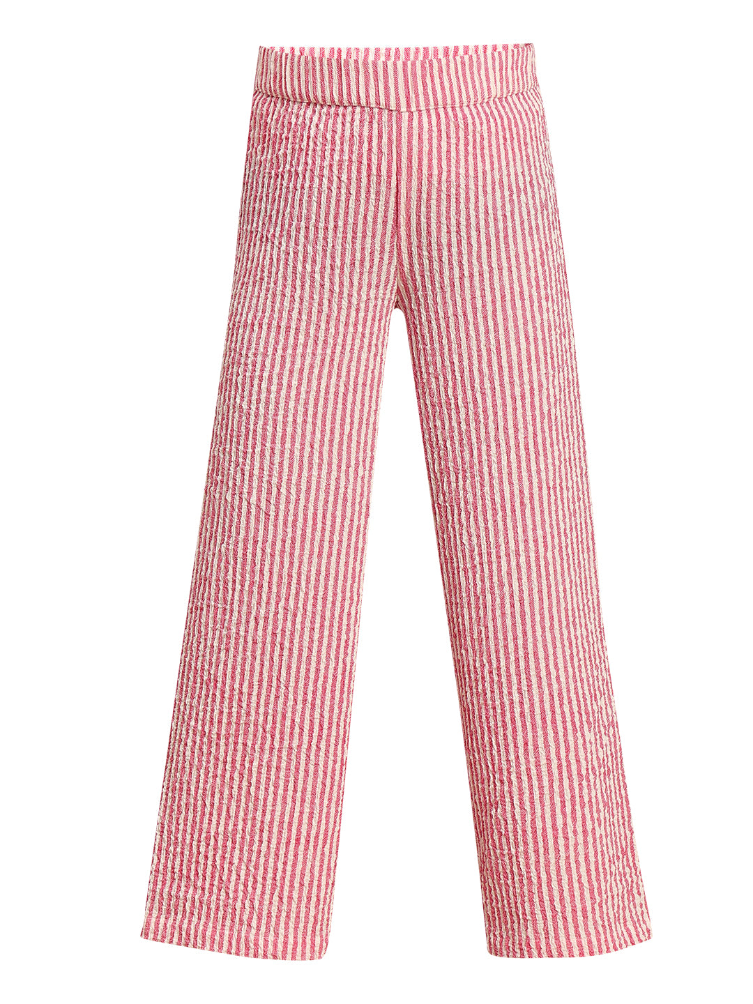 Girls Holly Berry Striped Straight Fit Textured Trousers with Stretch