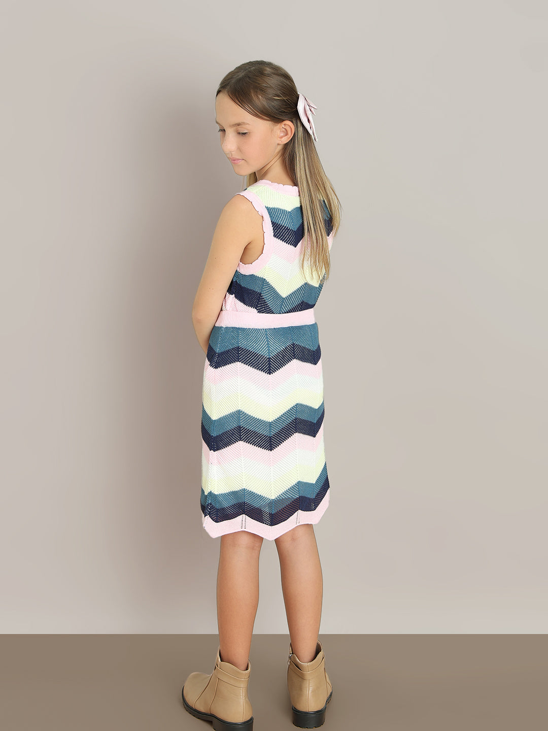Orchid Pink Chevron Knit Skirt for Girls – Casual Regular Fit