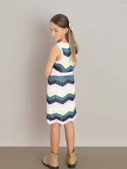 Orchid Pink Chevron Knit Skirt for Girls – Casual Regular Fit
