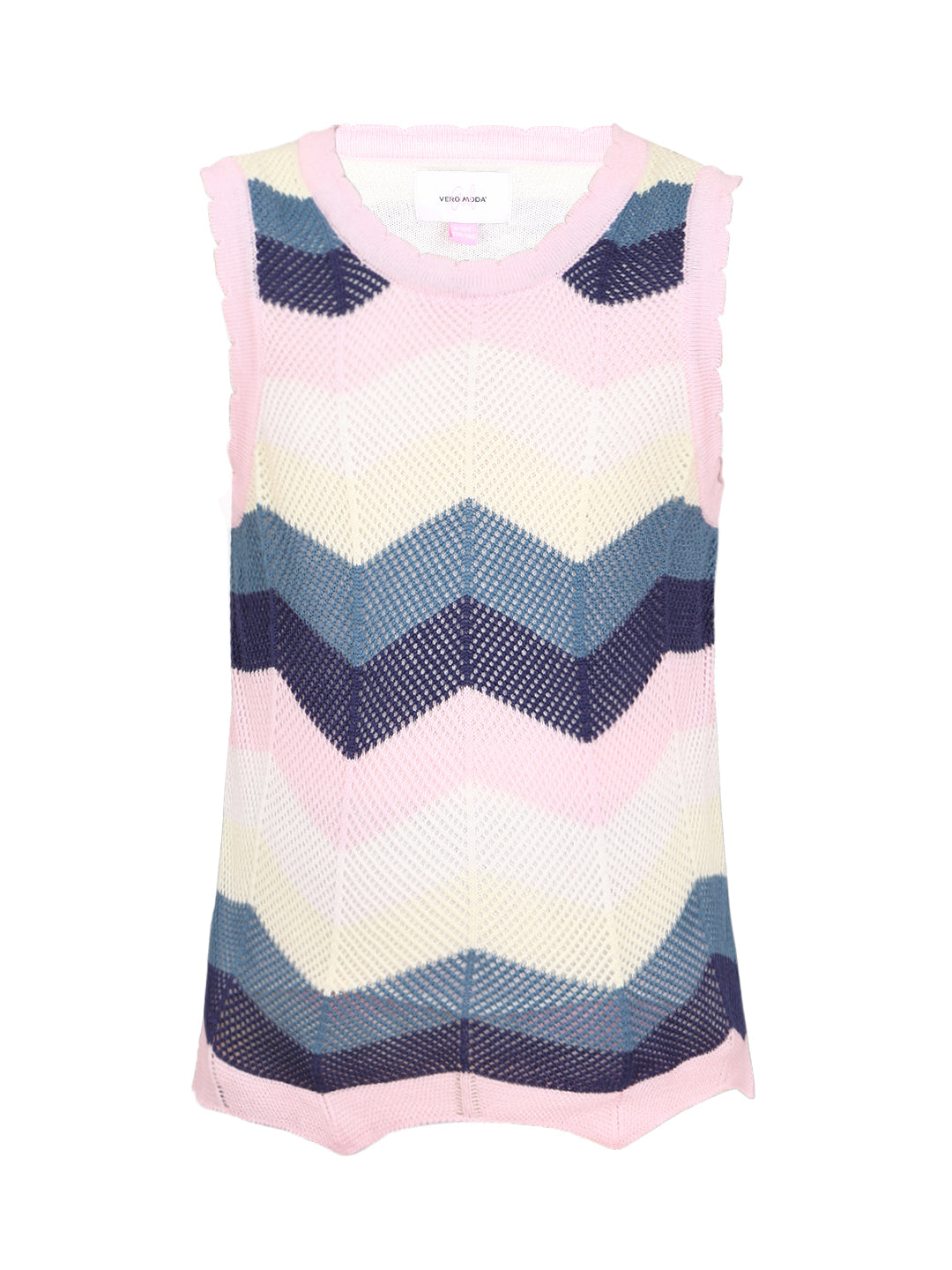 Orchid Pink Chevron Knit Top for Girls – Sleeveless Casual Style
