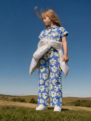 Girls Blue Abstract Print Regular-Fit 100% Cotton Pants
