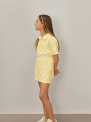Lemon Meringue Cotton Floral Embroidered Shirt for Girls