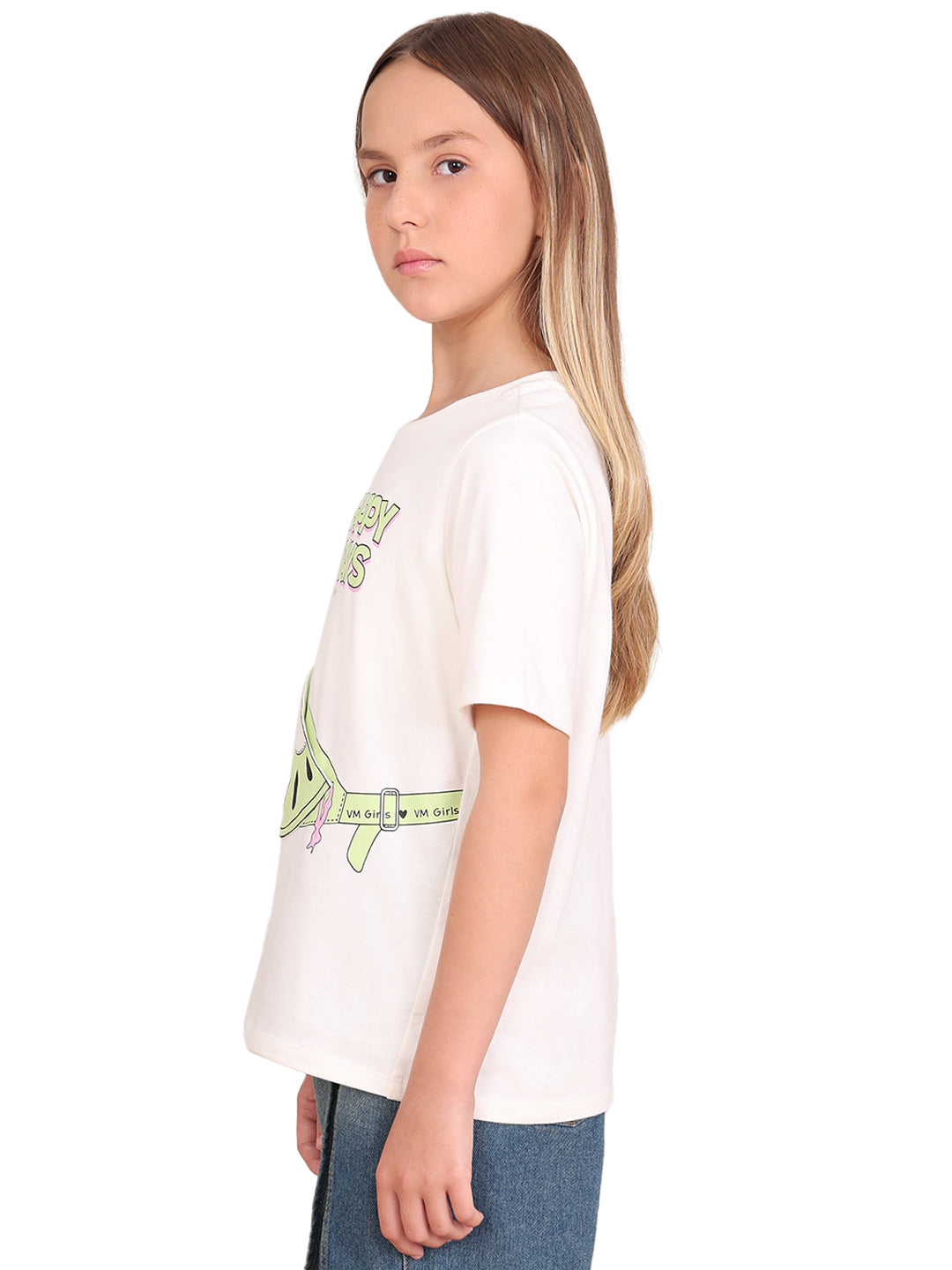 Egret Sling Bag Graphic Cotton T-Shirt with Round Neck for Girls