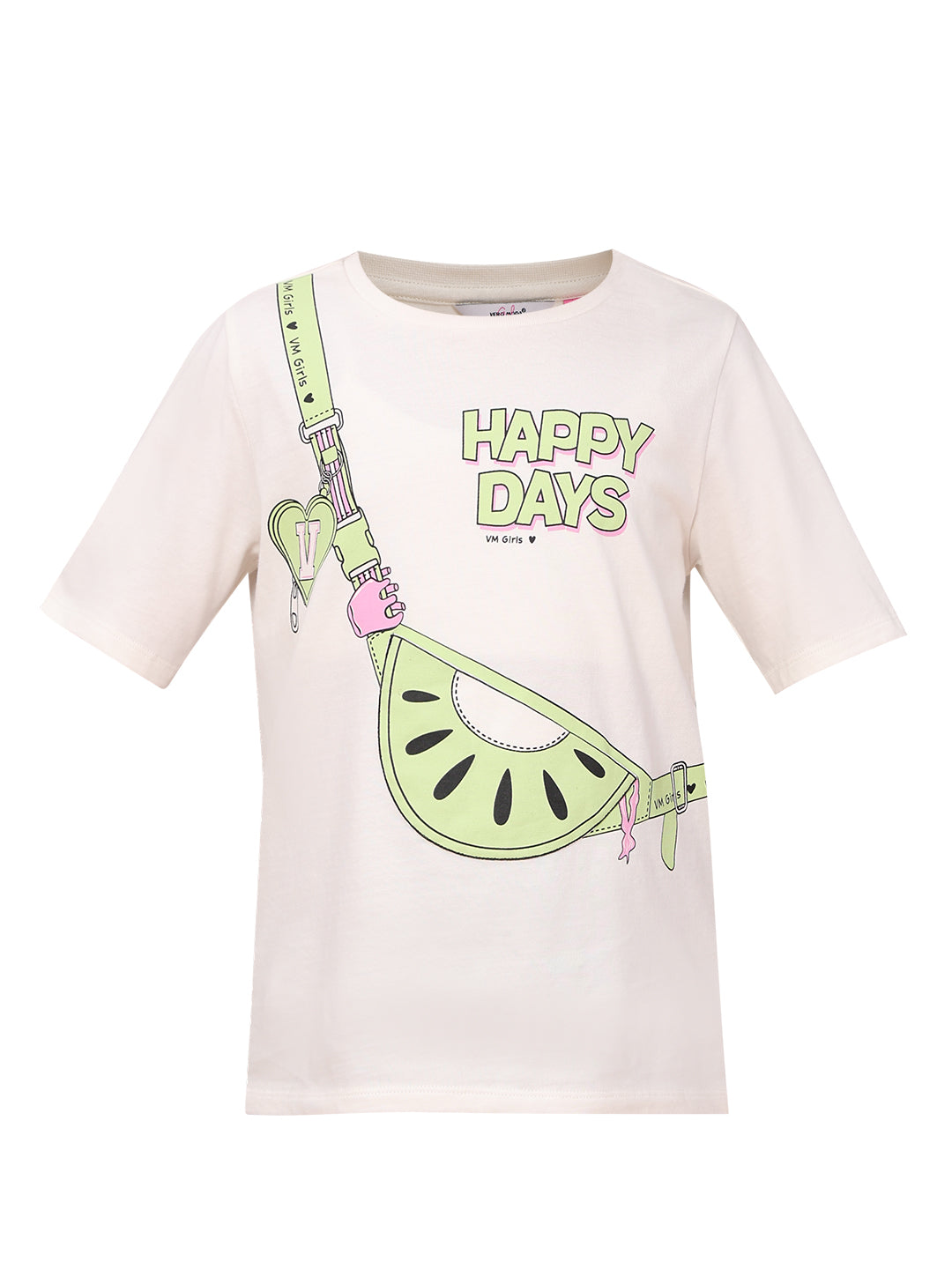 Egret Sling Bag Graphic Cotton T-Shirt with Round Neck for Girls