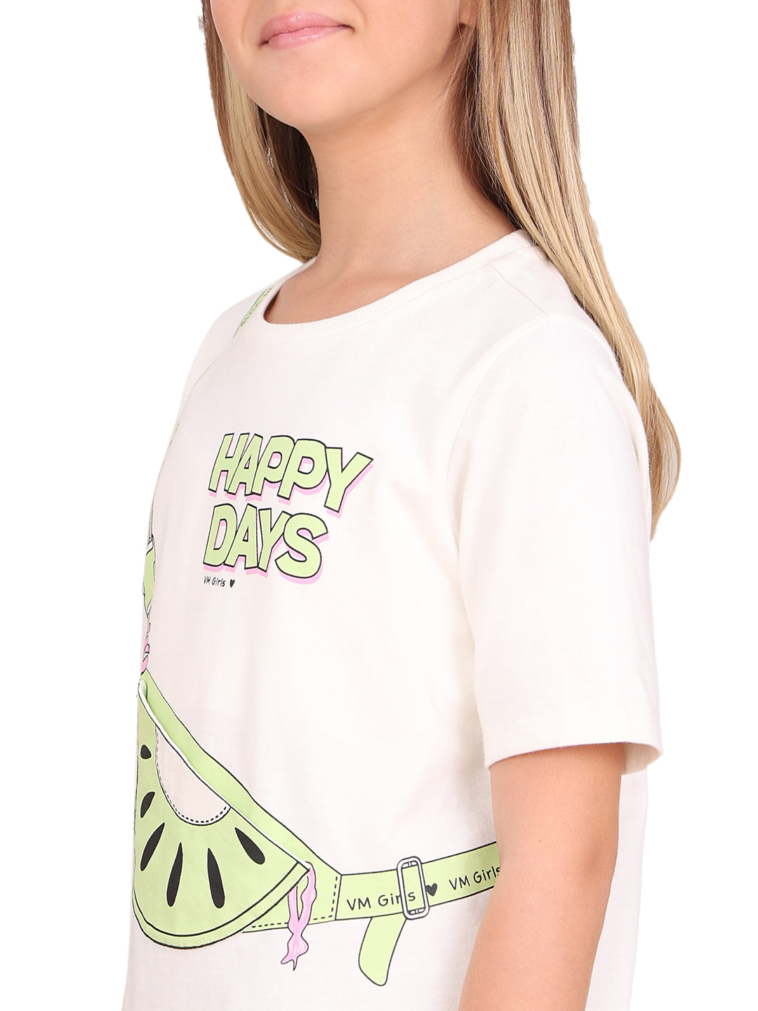 Egret Sling Bag Graphic Cotton T-Shirt with Round Neck for Girls