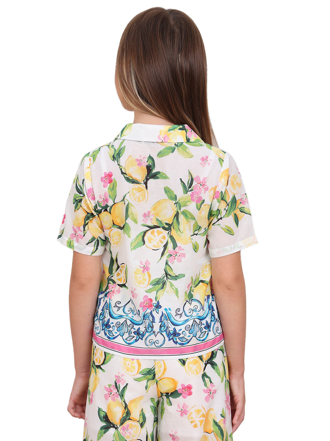 Vibrant Yellow Cotton V-Neck Casual Shirt for Girls