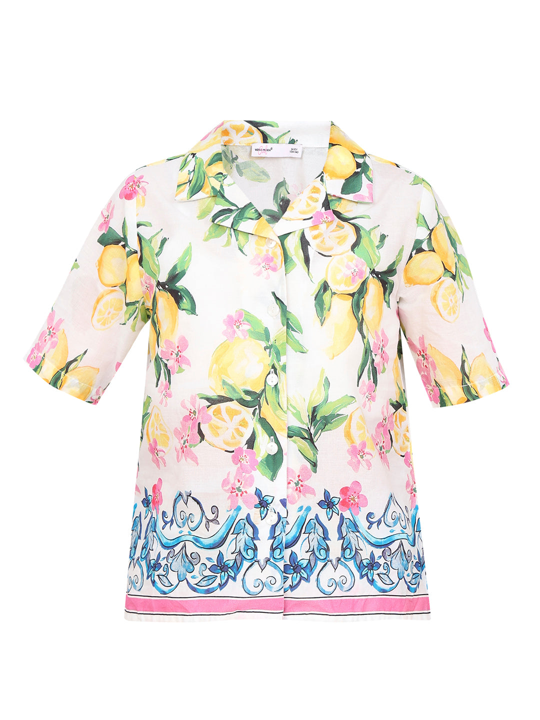 Vibrant Yellow Cotton V-Neck Casual Shirt for Girls