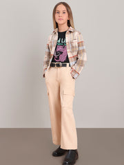Angora Cotton Wide Leg Cargo Pants for Girls