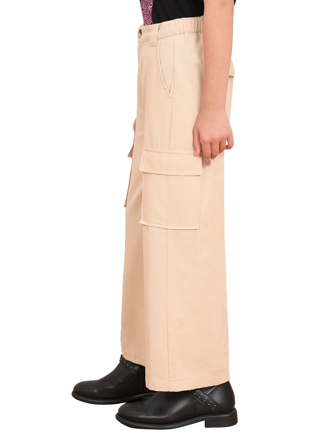Angora Cotton Wide Leg Cargo Pants for Girls