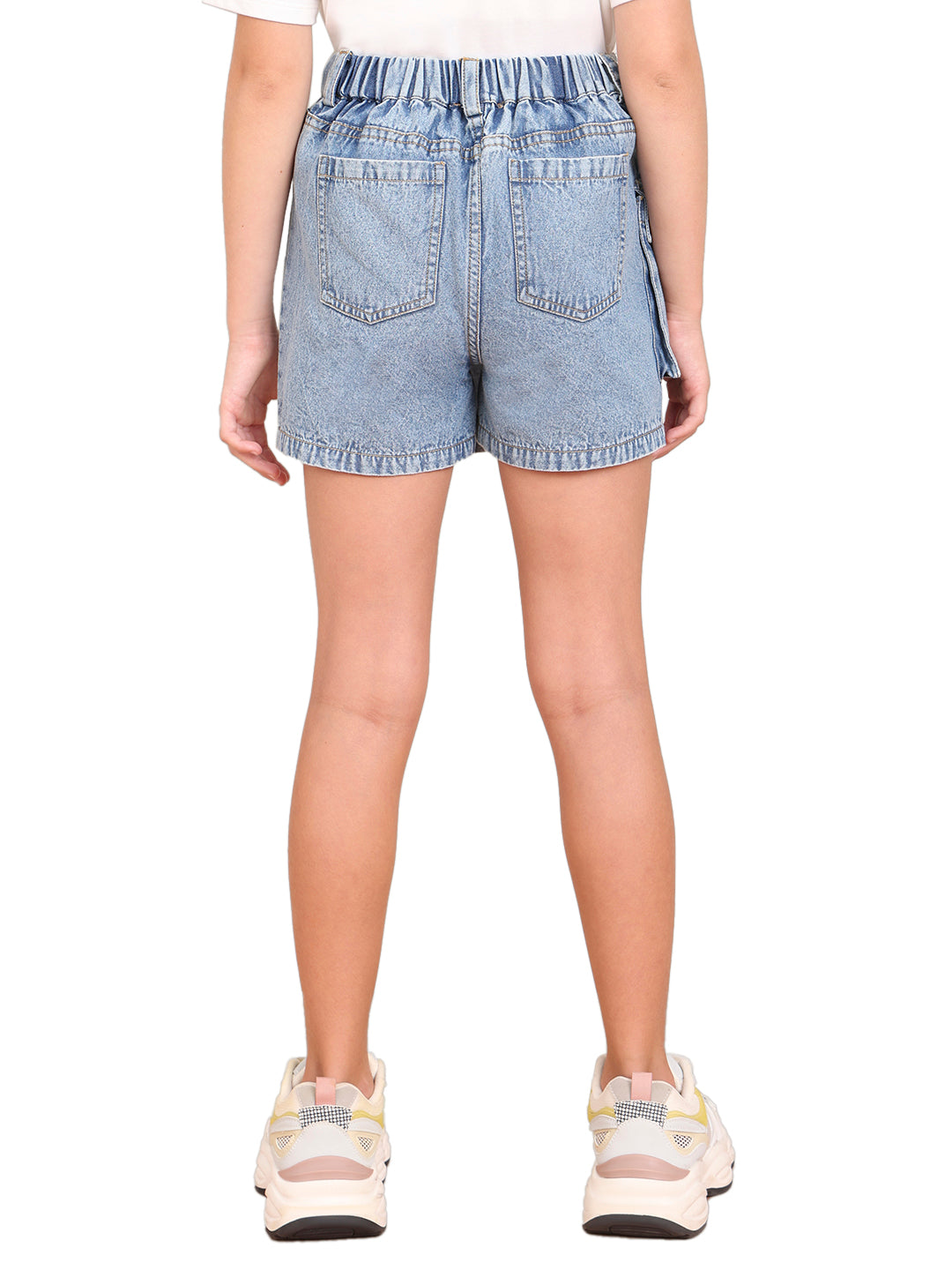 Medium Blue Cotton Denim Wrap Skirt for Girls
