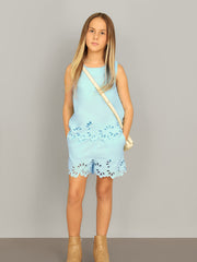 Saltwater Slide Cotton Cutwork Square Neck Top for Girls