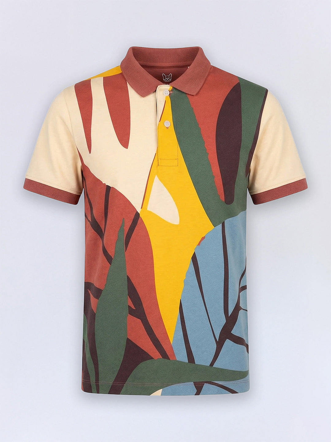 Boys Pumpkin Spice Orange Printed Cotton Polo T-Shirt