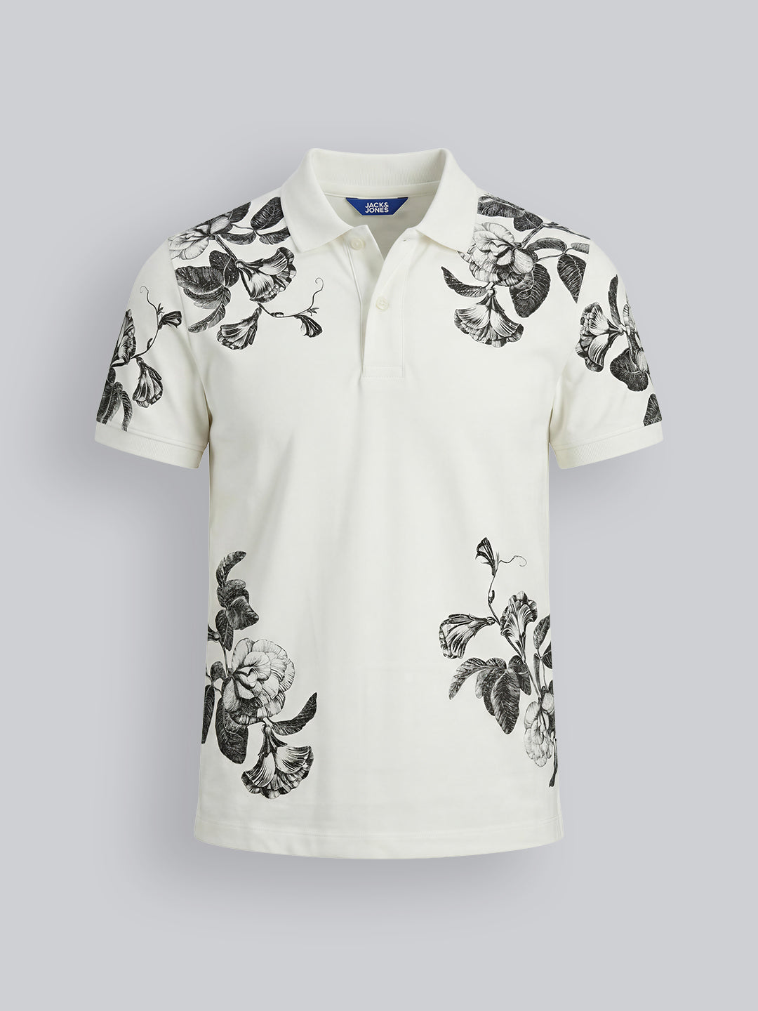 Boys Cotton Floral Polo T-Shirt with Stretch Fit
