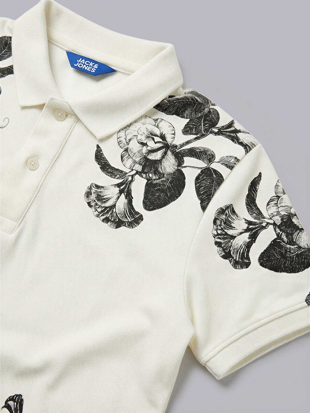 Boys Cotton Floral Polo T-Shirt with Stretch Fit